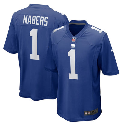 Malik Nabers 1 New York Giants Team Game Men Jersey - Royal