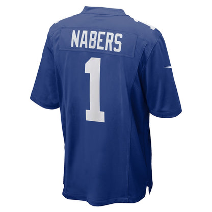 Malik Nabers 1 New York Giants Team Game Men Jersey - Royal