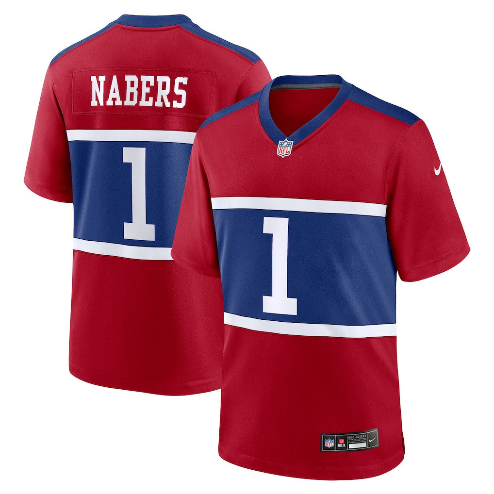 Malik Nabers 1 New York Giants Alternate Game Men Jersey - Century Red