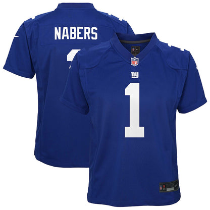 Malik Nabers 1 New York Giants Game YOUTH Jersey - Royal