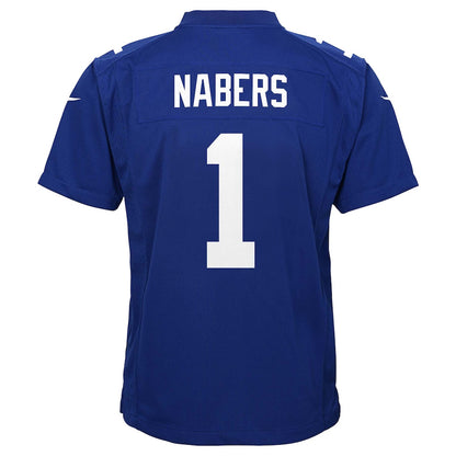 Malik Nabers 1 New York Giants Game YOUTH Jersey - Royal