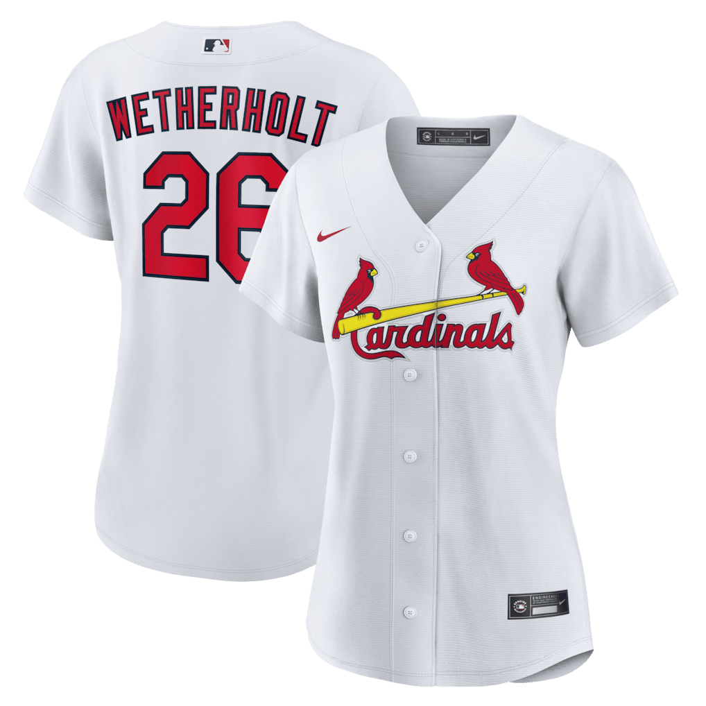 JJ Wetherholt 26 St. Louis Cardinals Women's Home Jersey - White