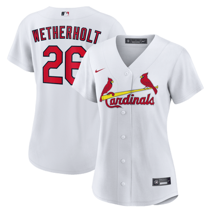 JJ Wetherholt 26 St. Louis Cardinals Women's Home Jersey - White