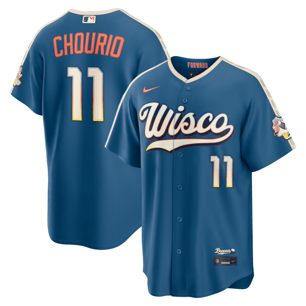 Jackson Chourio 11 Milwaukee Brewers 2026 City Connect Jersey - Men, Mineral Blue