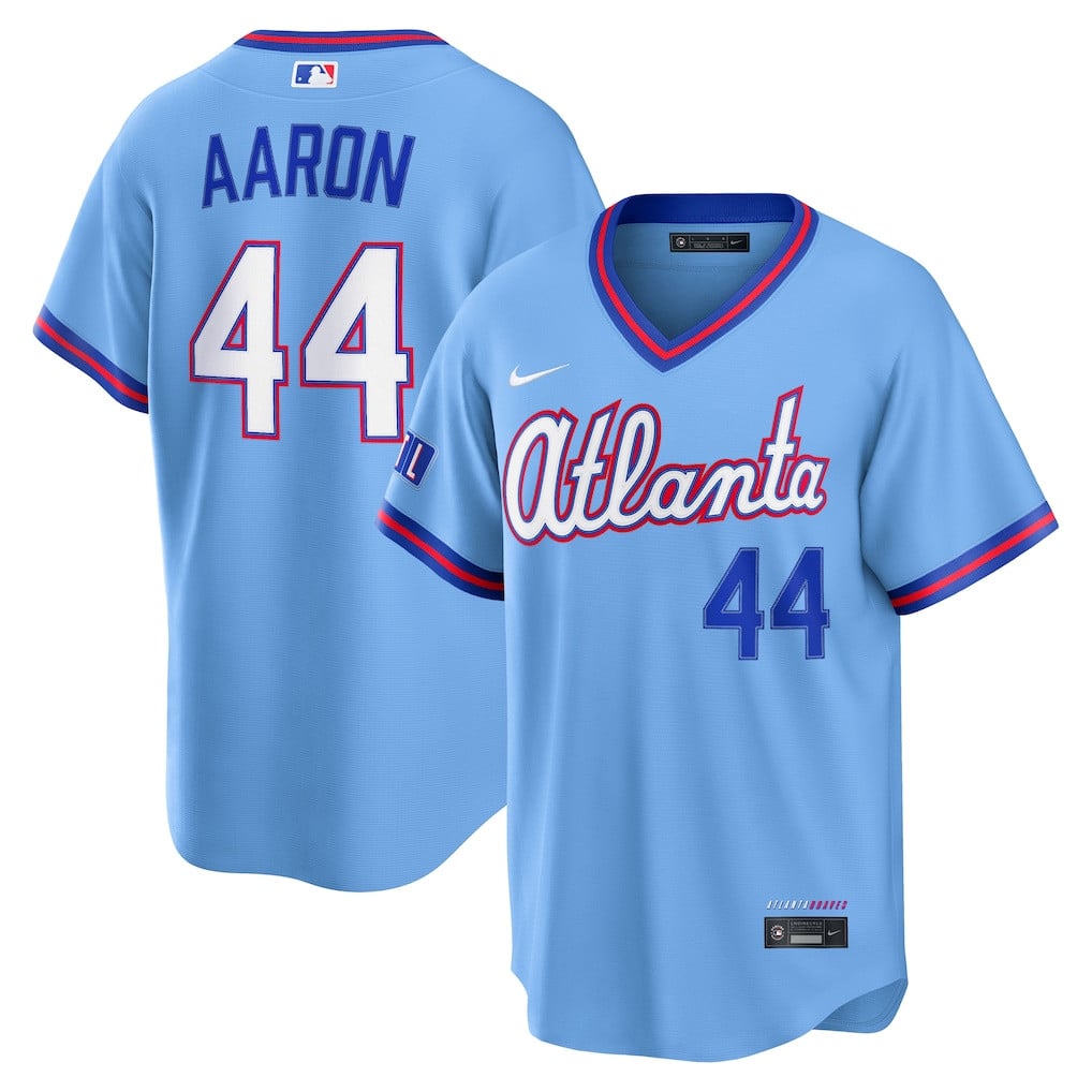 Hank Aaron 44 Atlanta Braves 2026 City Connect Jersey - Men, Powder Blue
