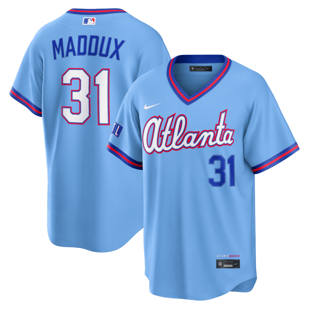 Greg Maddux 31 Atlanta Braves 2026 City Connect Jersey - Men, Powder Blue