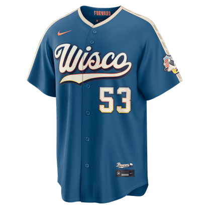 Brandon Woodruff 53 Milwaukee Brewers 2026 City Connect Jersey - Men, Mineral Blue
