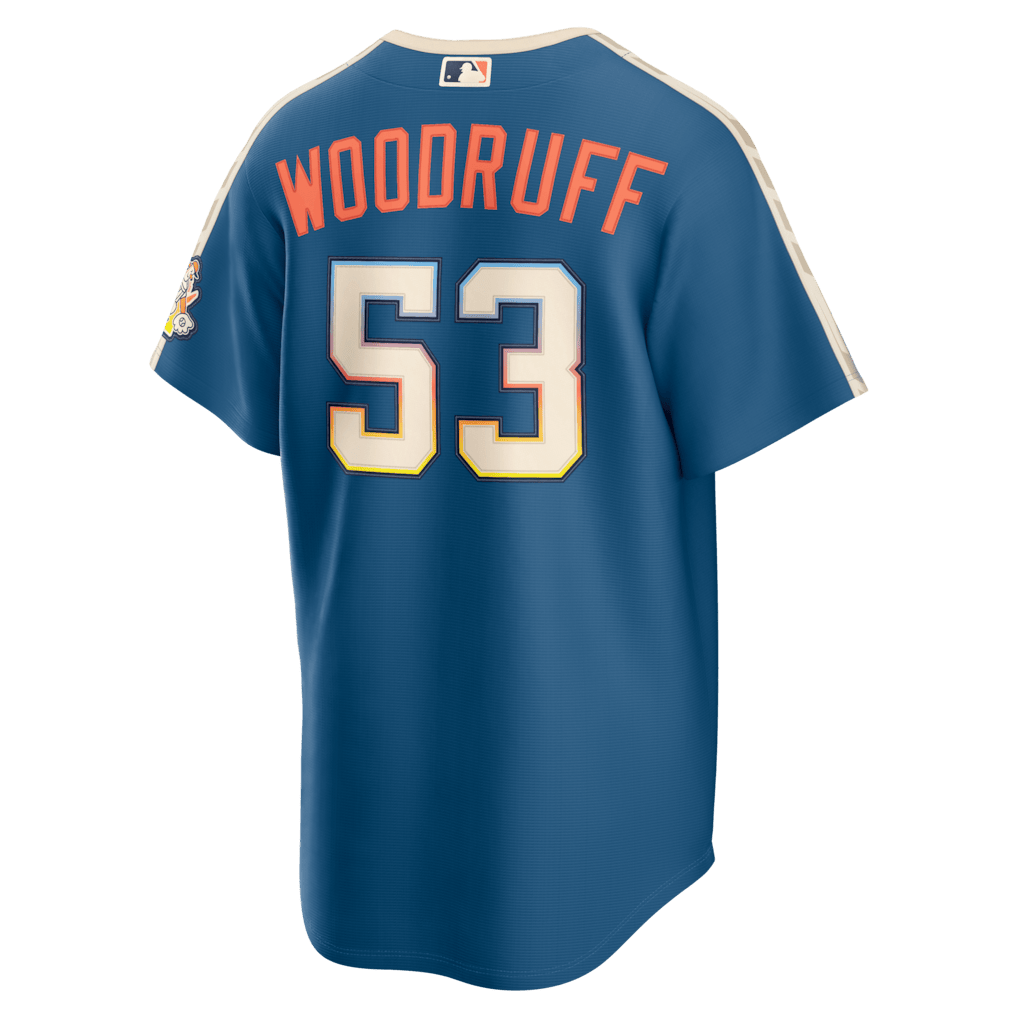 Brandon Woodruff 53 Milwaukee Brewers 2026 City Connect Jersey - Men, Mineral Blue