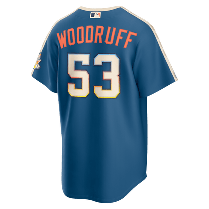 Brandon Woodruff 53 Milwaukee Brewers 2026 City Connect Jersey - Men, Mineral Blue