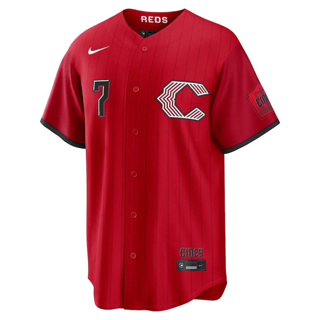 Spencer Steer 7 Cincinnati Reds 2026 City Connect Jersey - Men, Red