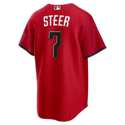 Spencer Steer 7 Cincinnati Reds 2026 City Connect Jersey - Men, Red