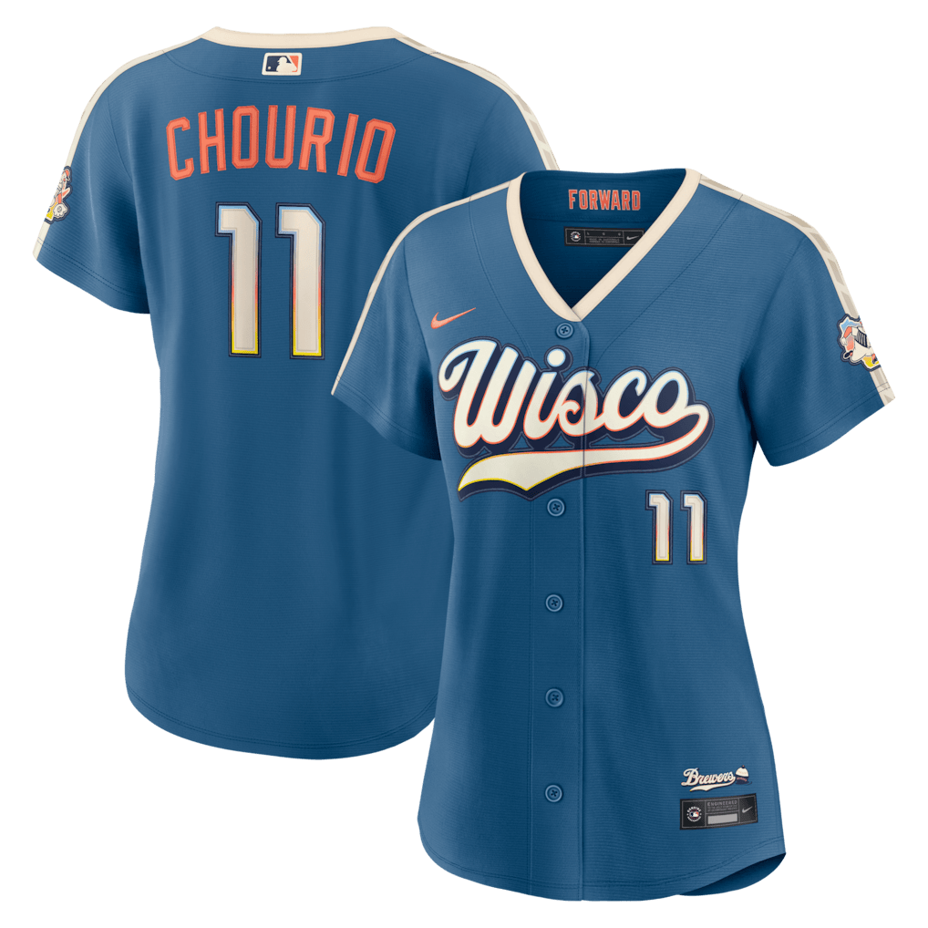 Jackson Chourio 11 Milwaukee Brewers Women's 2026 City Connect Jersey - Mineral Blue