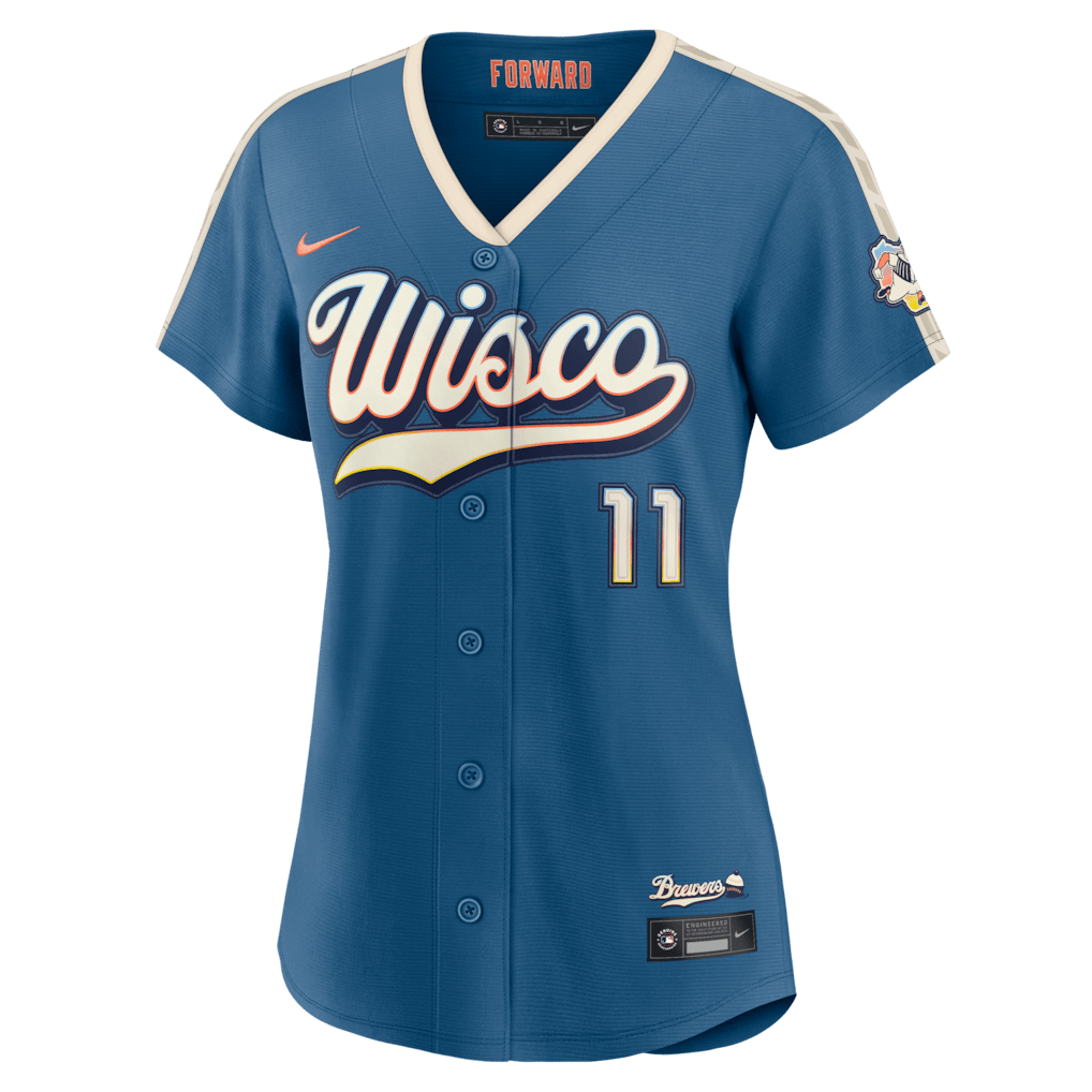 Jackson Chourio 11 Milwaukee Brewers Women's 2026 City Connect Jersey - Mineral Blue
