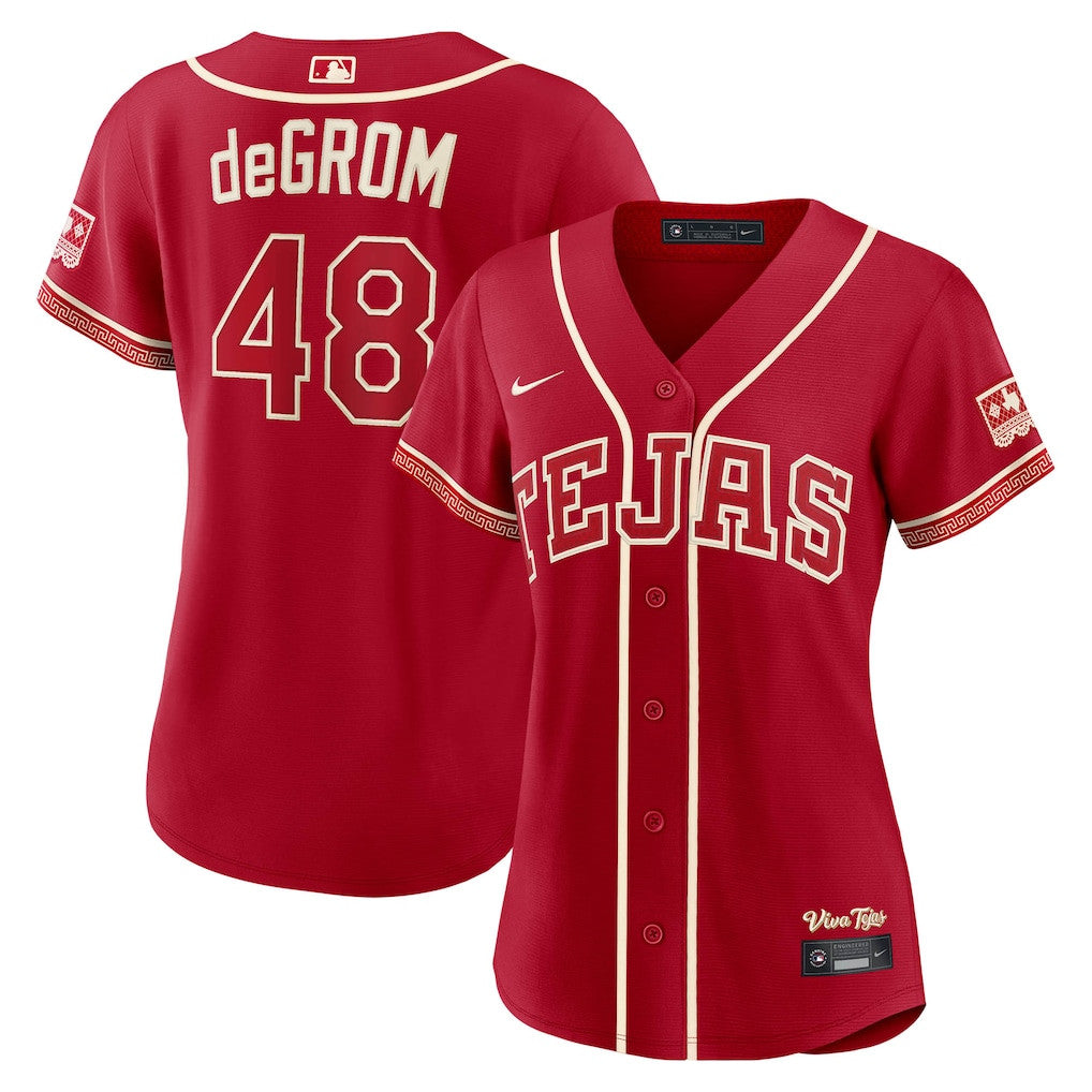 Jacob deGrom 48 Texas Rangers Women's 2026 City Connect Jersey - Red