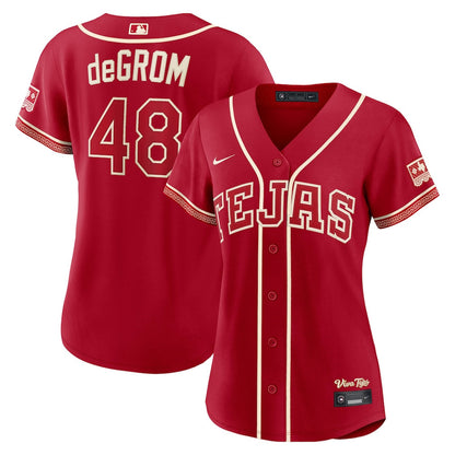 Jacob deGrom 48 Texas Rangers Women's 2026 City Connect Jersey - Red