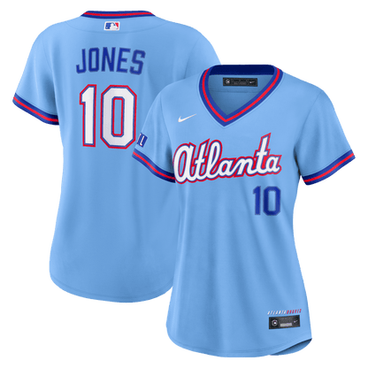 Chipper Jones 10 Atlanta Braves Women's 2026 City Connect Jersey - Powder Blue