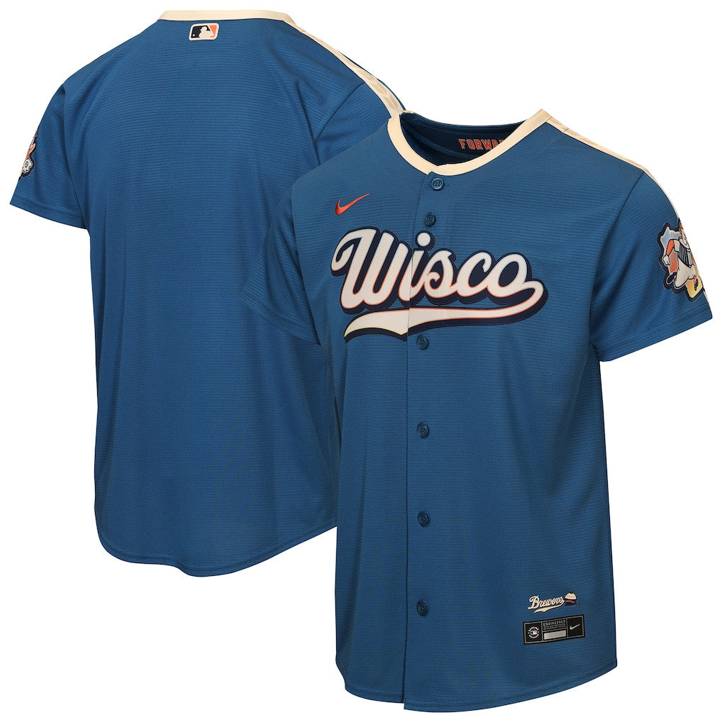 Milwaukee Brewers Youth 2026 City Connect Jersey - Mineral Blue