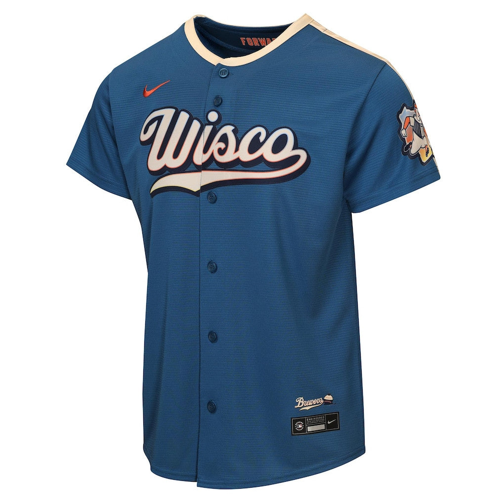 Milwaukee Brewers Youth 2026 City Connect Jersey - Mineral Blue