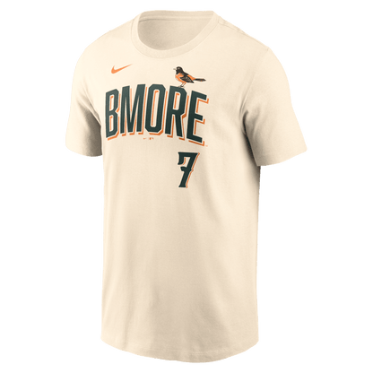 Jackson Holliday 7 Baltimore Orioles Men's 2026 City Connect T-Shirt - Natural