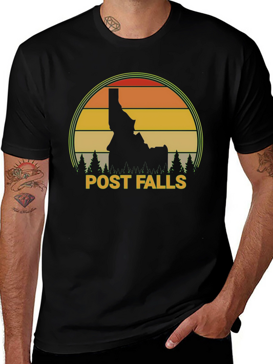 Post Falls Idaho Retro Sunset T-Shirt