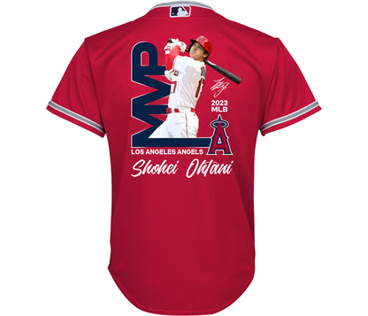 Shohei Ohtani 17 Los Angeles Angels Signed MVP 2023 Alternate Player YOUTH Jersey - Red