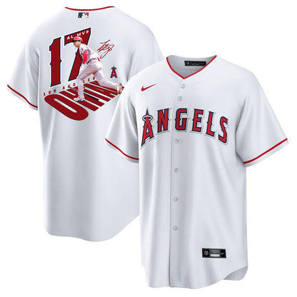Shohei Ohtani 17 Los Angeles Angels Signed Number 2023 Home Player Men Jersey - White