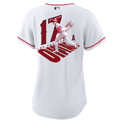 Shohei Ohtani 17 Los Angeles Angels Signed Number 2023 Home Player Women Jersey - White