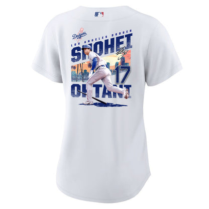 Shohei Ohtani 17 Los Angeles Dodgers Signed Homerun 2023 Home Women Jersey - White