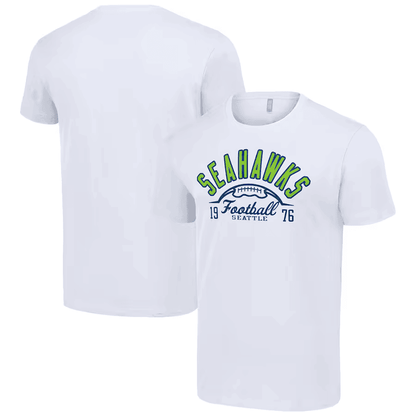 Seattle Seahawks T-shirt – Est. Year Heritage Football Print - White