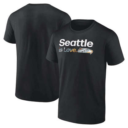 Seattle Seahawks Black T-Shirt with Multi-Colored Pride Logo