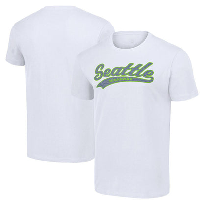 Seattle Seahawks Short Sleeve T-shirt – Script Logo Print – White