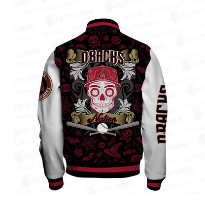 Arizona Diamondbacks Halloween Pattern Varsity Jacket - All-Over-Printed Jacket