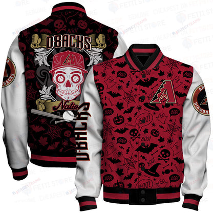 Arizona Diamondbacks Halloween Pattern Varsity Jacket - All-Over-Printed Jacket
