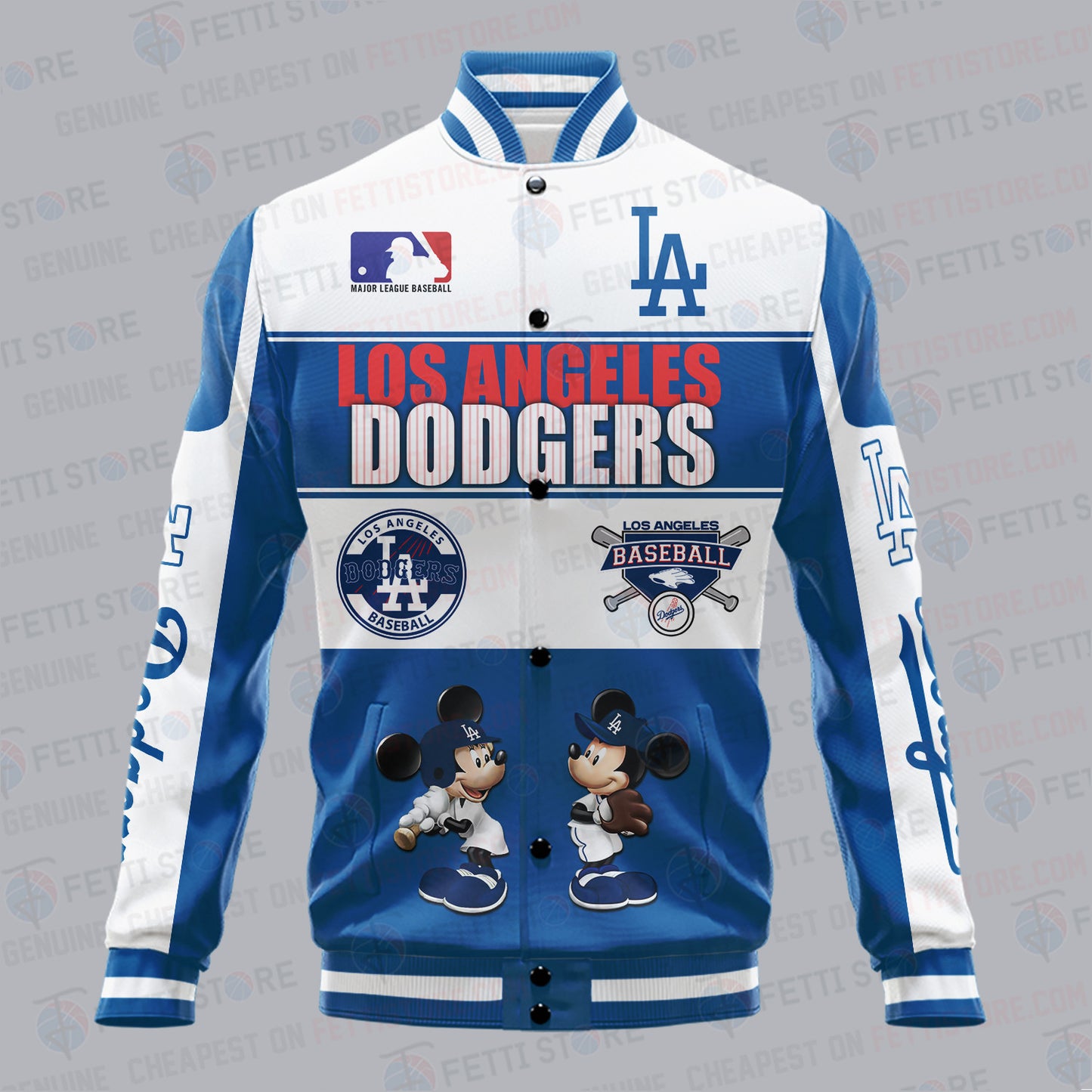 Los Angeles Dodgers City And Logo Pattern Print Varsity Jacket - All-Over-Printed Jacket