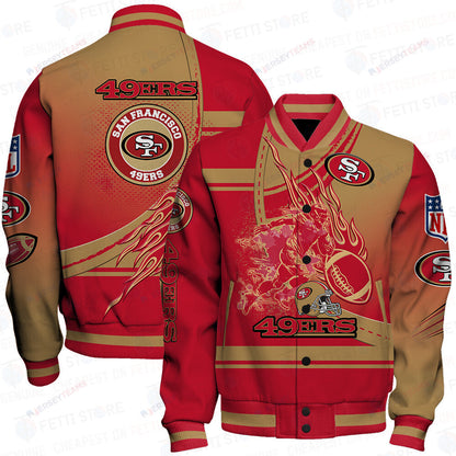 San Francisco 49ers American Football League Pattern Varsity Jacket SH1 V3 - All-Over-Printed Jacket