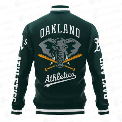 Oakland Athletics Baseball Mascot Pattern AOP Varsity Jacket SH1 - All-Over-Printed Jacket
