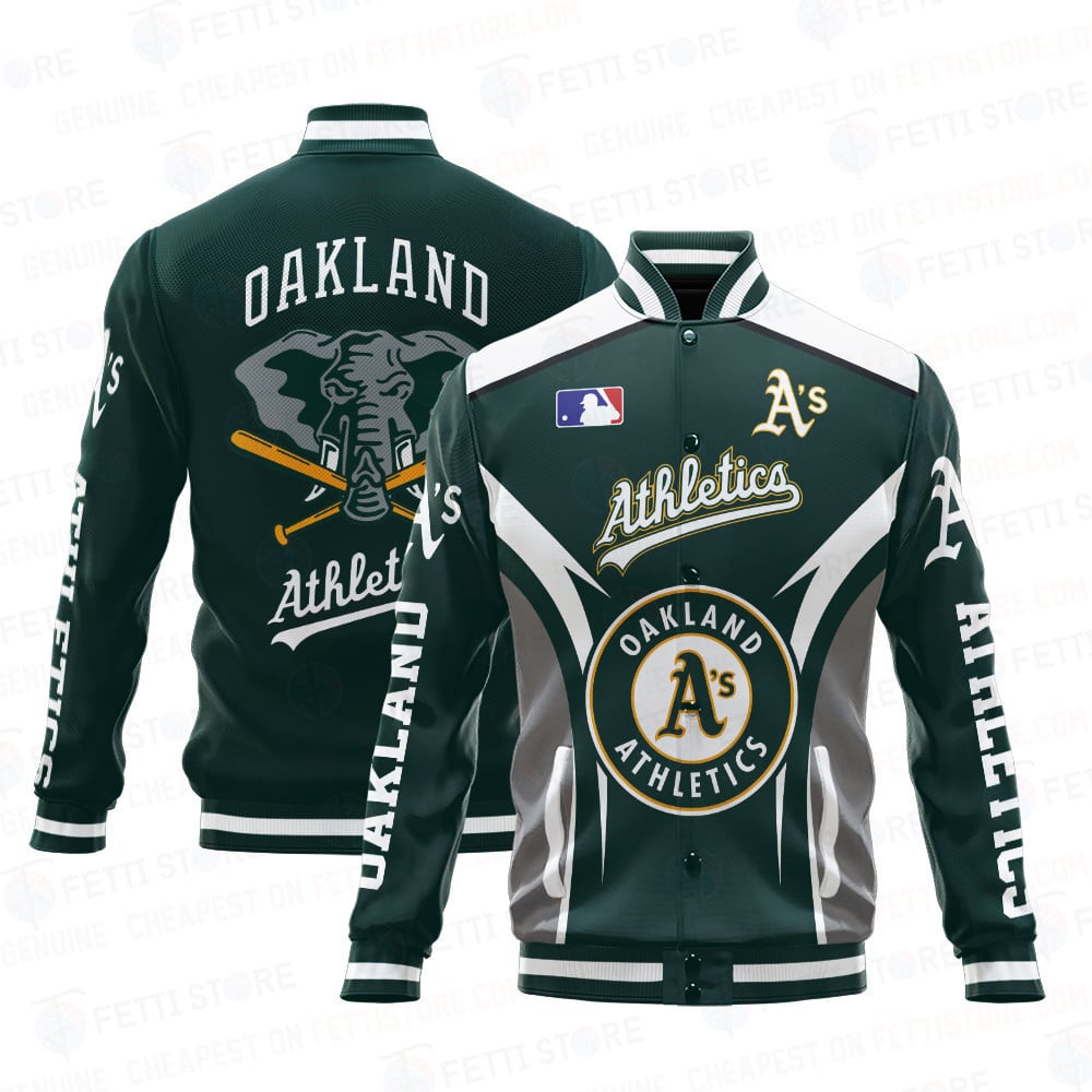 Oakland Athletics Baseball Mascot Pattern AOP Varsity Jacket SH1 - All-Over-Printed Jacket