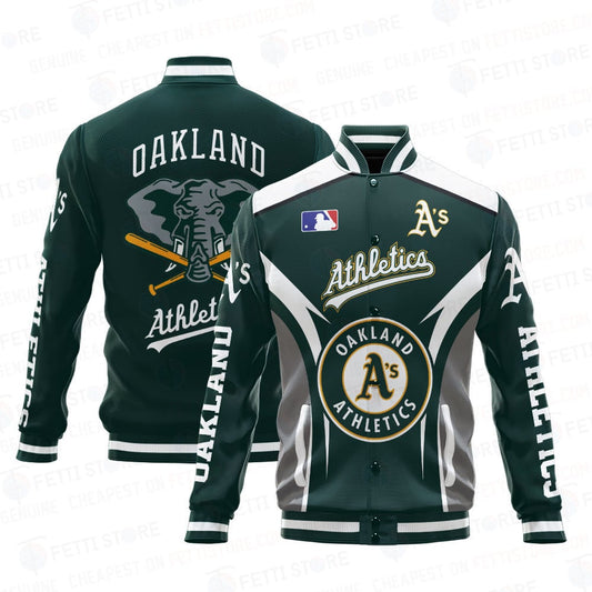 Oakland Athletics Baseball Mascot Pattern AOP Varsity Jacket SH1 - All-Over-Printed Jacket