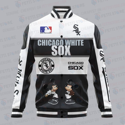 Chicago White Sox City And Logo Pattern Print Varsity Jacket - All-Over-Printed Jacket