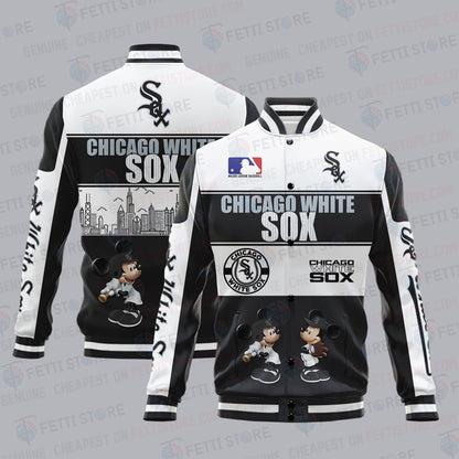 Chicago White Sox City And Logo Pattern Print Varsity Jacket - All-Over-Printed Jacket
