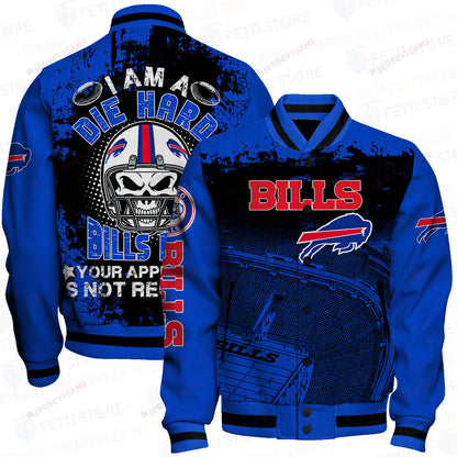 Buffalo Bills Skull Helmet Halloween Pattern Varsity Jacket - All-Over-Printed Jacket