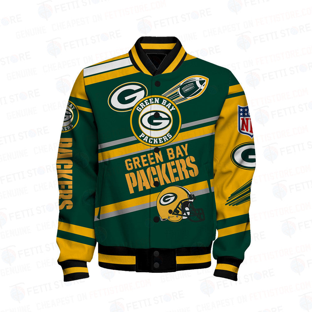 Green Bay Packers American Football League Pattern Varsity Jacket - All-Over-Printed Jacket