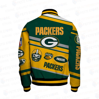 Green Bay Packers American Football League Pattern Varsity Jacket - All-Over-Printed Jacket