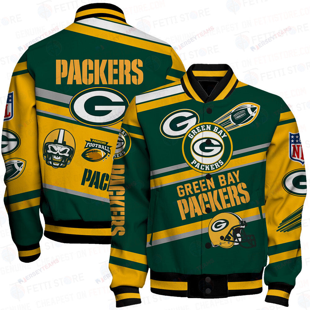 Green Bay Packers American Football League Pattern Varsity Jacket - All-Over-Printed Jacket