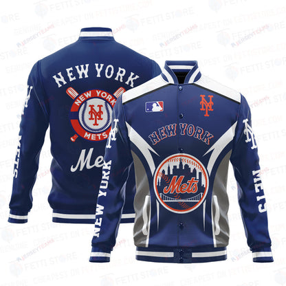 New York Mets Baseball Traditional Pattern AOP Varsity Jacket SH1 - All-Over-Printed Jacket