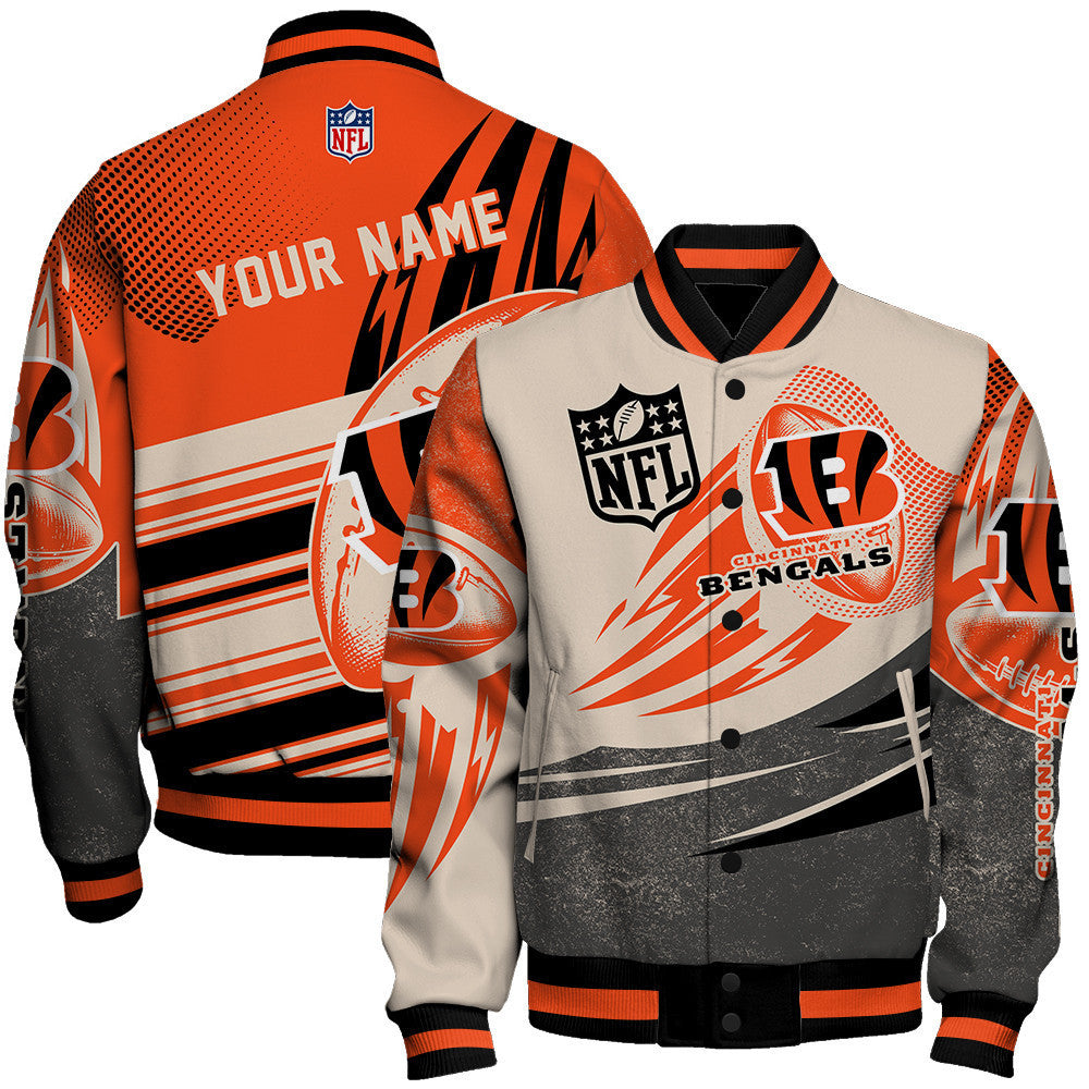 Cincinnati Bengals - National Football League Customized AOP Varsity Jacket V10 - All-Over-Printed Jacket
