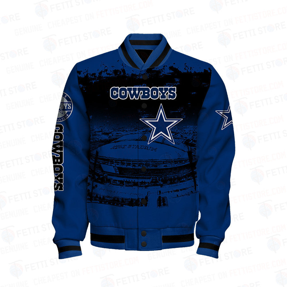 Dallas Cowboys Skull Helmet Halloween Pattern Varsity Jacket - All-Over-Printed Jacket