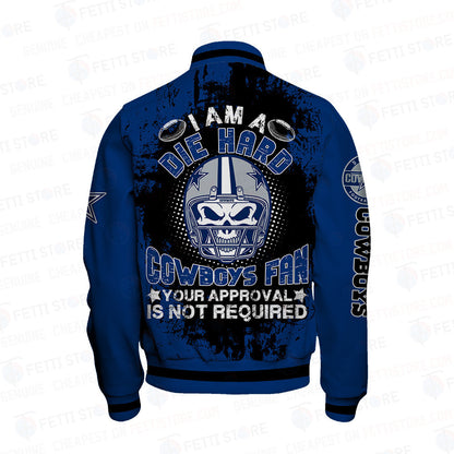 Dallas Cowboys Skull Helmet Halloween Pattern Varsity Jacket - All-Over-Printed Jacket