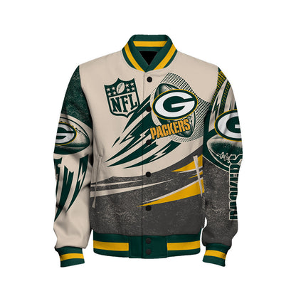 Green Bay Packers - National Football League Customized AOP Varsity Jacket V10 - All-Over-Printed Jacket