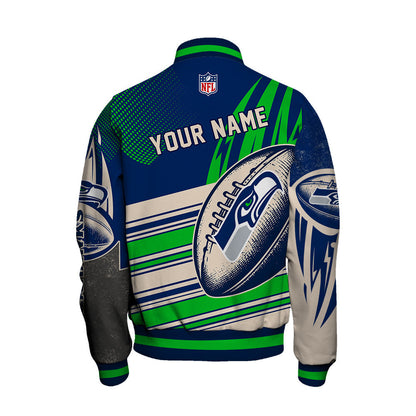 Seattle Seahawks - National Football League Customized AOP Varsity Jacket V10 - All-Over-Printed Jacket